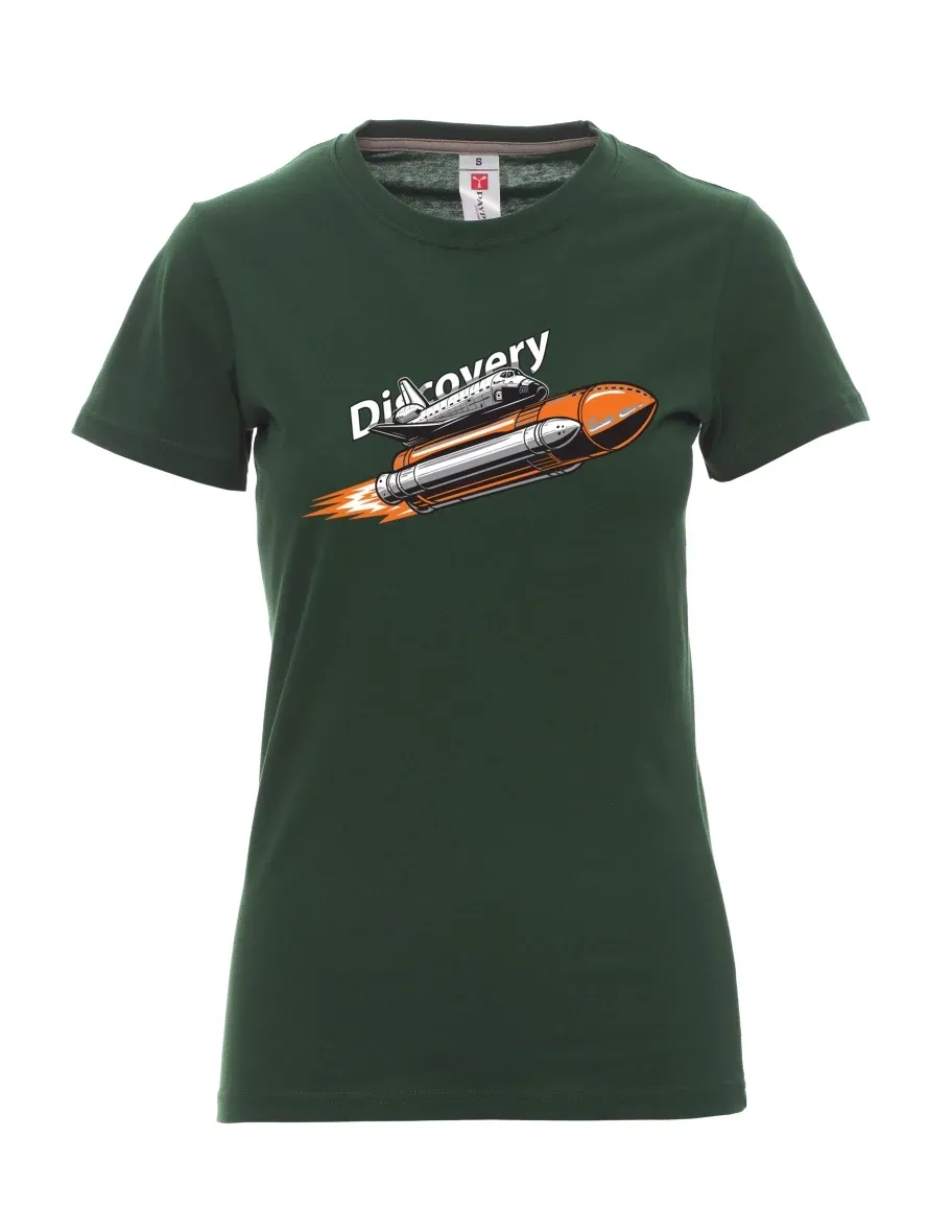 Damski t-shirt ciemnozielony Wahadłowiec Discovery