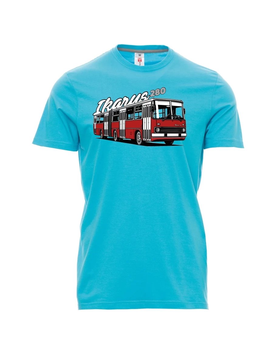 Męski t-shirt turkusowy Autobus Ikarus 280