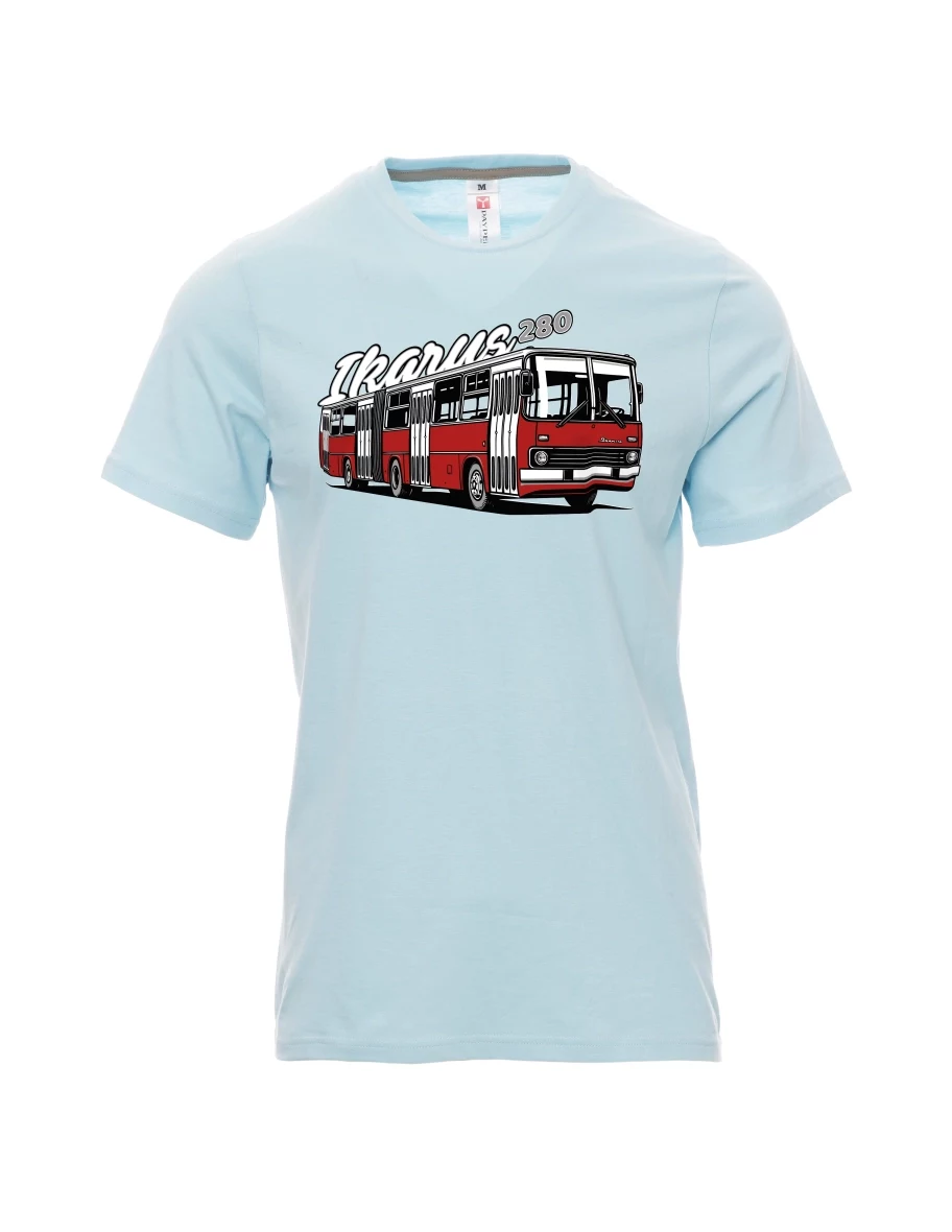 Męski t-shirt jasno niebieski Autobus Ikarus 280