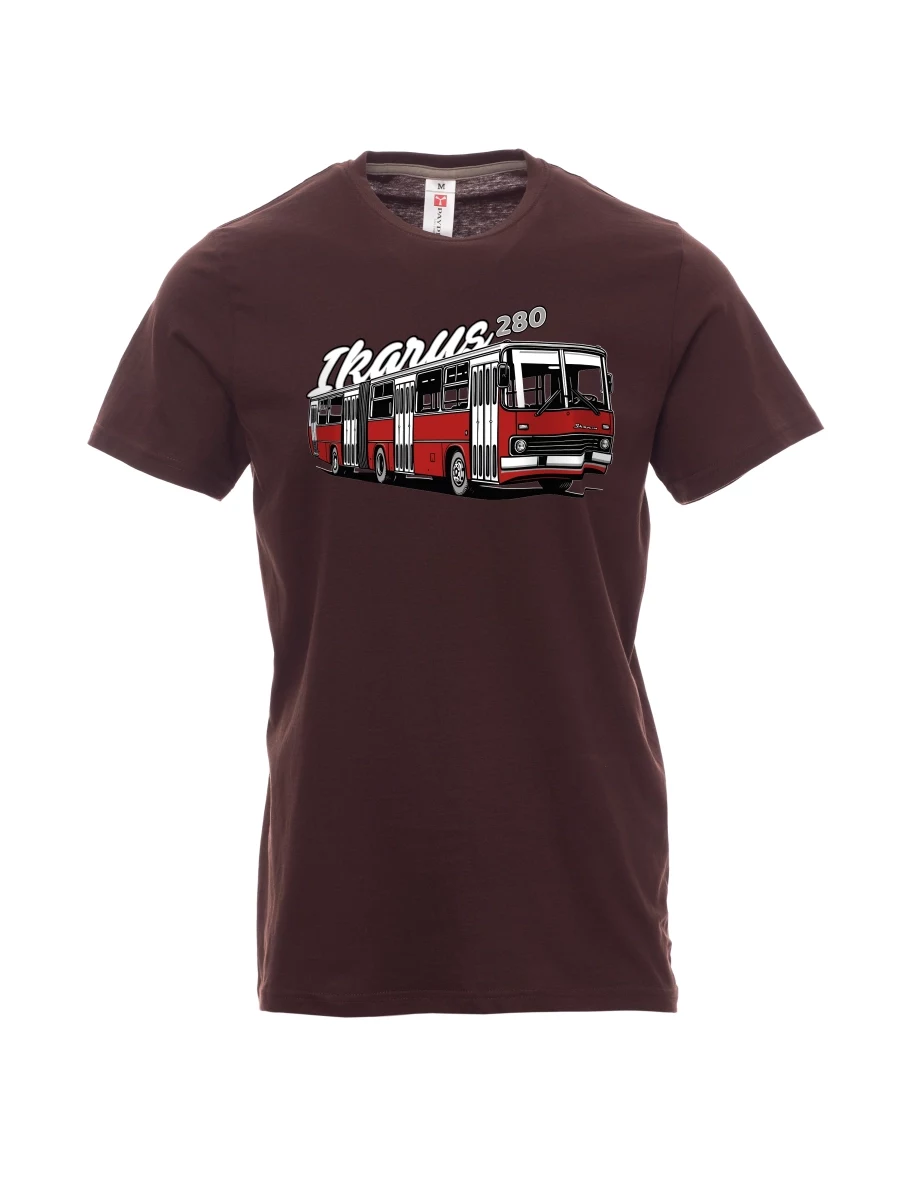 Męski t-shirt ciemny brąz Autobus Ikarus 280