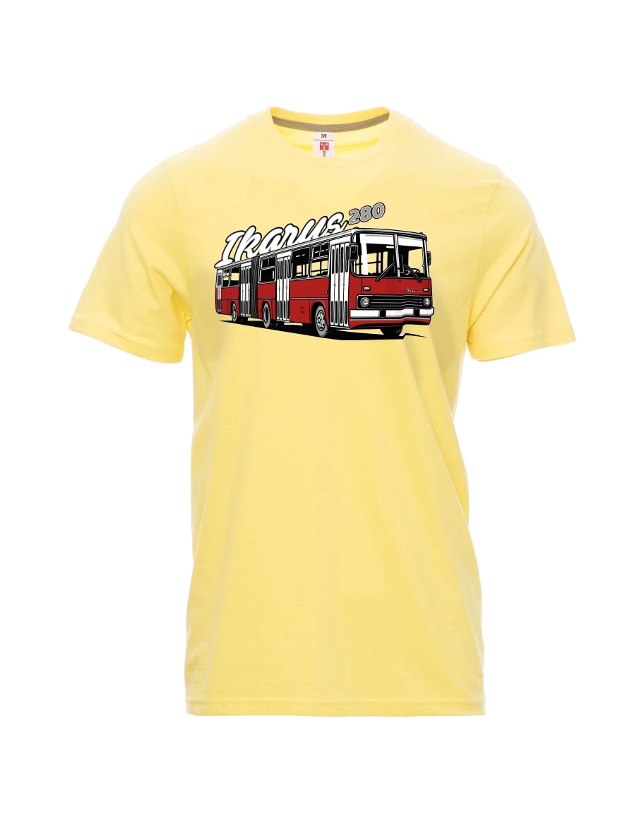 Męski t-shirt jasny zółty Autobus Ikarus 280