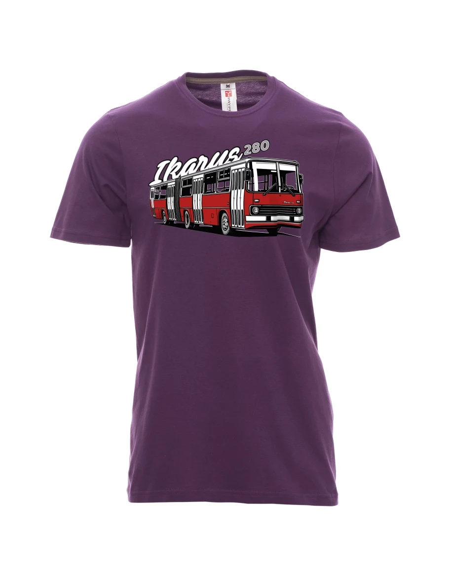 Męski t-shirt purpurowy Autobus Ikarus 280