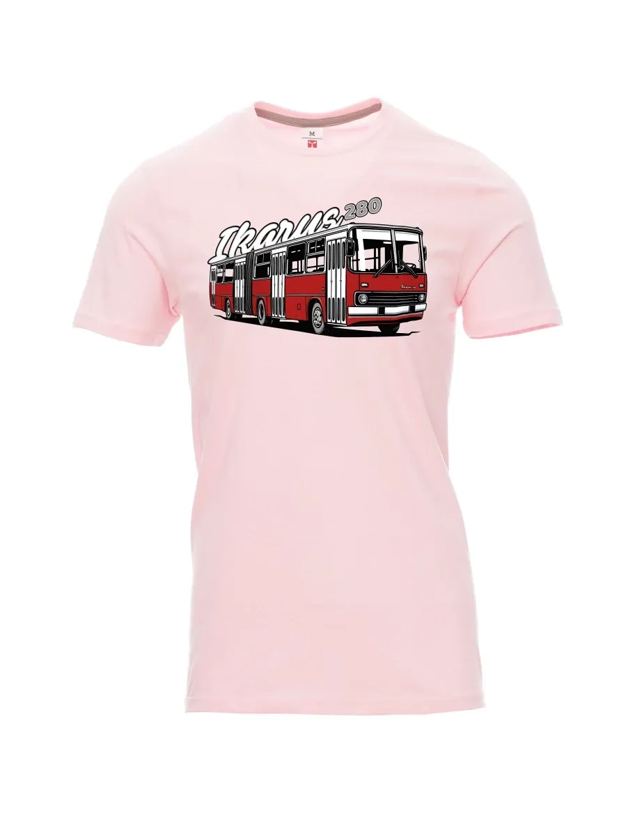 Męski t-shirt jasnoróżowy Autobus Ikarus 280