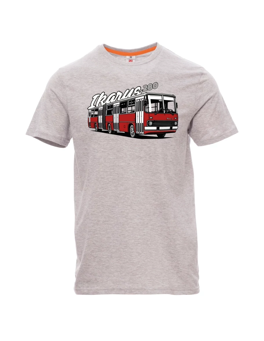 Męski t-shirt szary melanż Autobus Ikarus 280