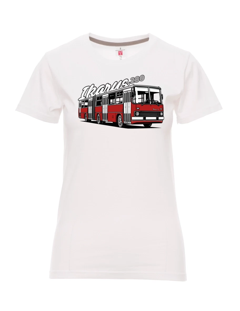 Damski t-shirt biały Autobus Ikarus 280