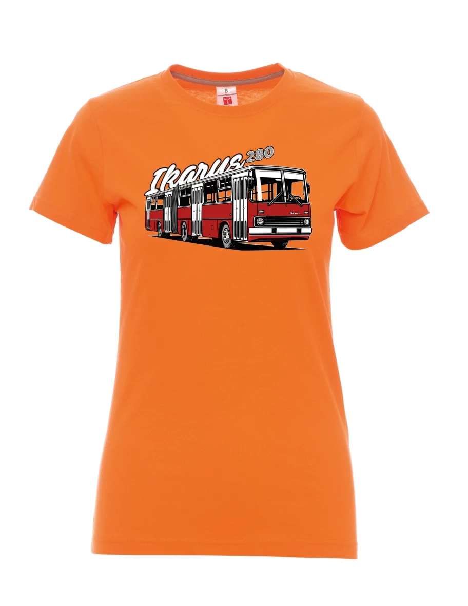 Damski t-shirt pomarańczowy Autobus Ikarus 280