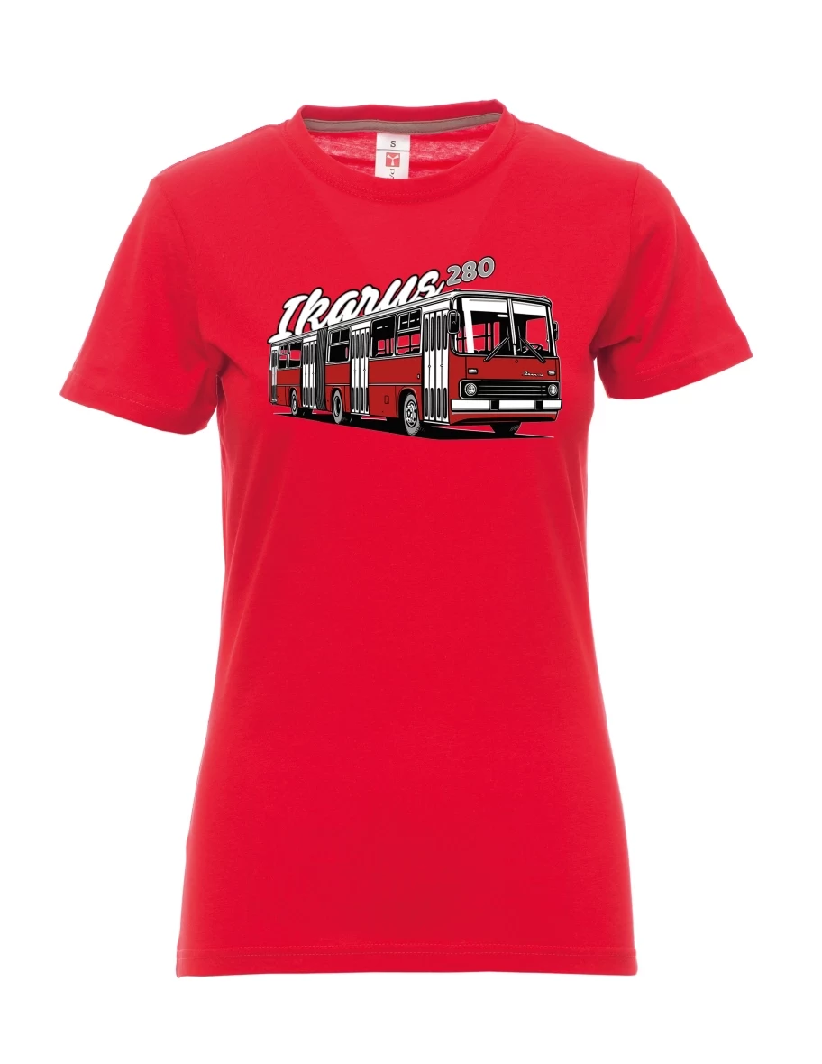 Damski t-shirt czerwony Autobus Ikarus 280