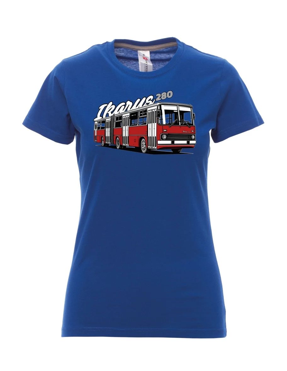 Damski t-shirt królewski niebieski Autobus Ikarus 280