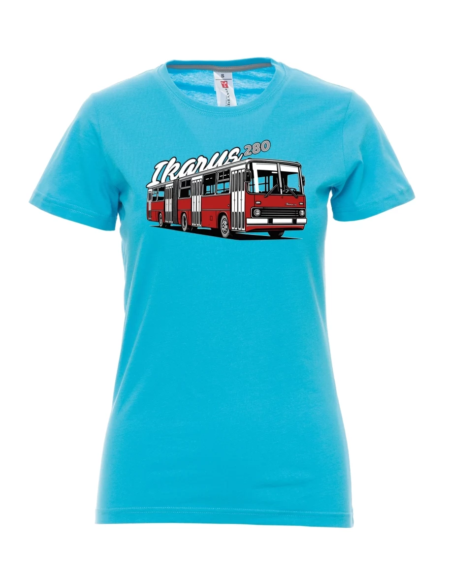 Damski t-shirt turkusowy Autobus Ikarus 280