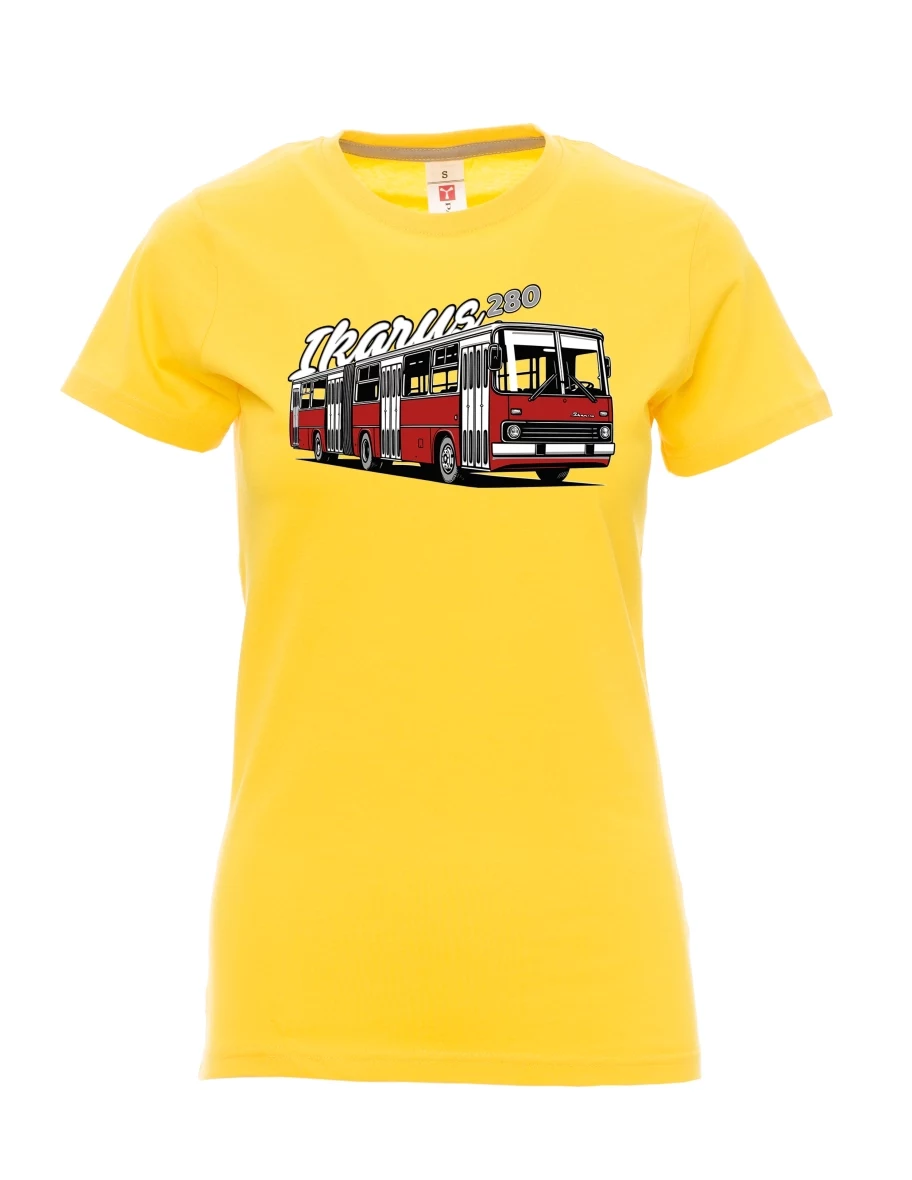 Damski t-shirt żółty Autobus Ikarus 280
