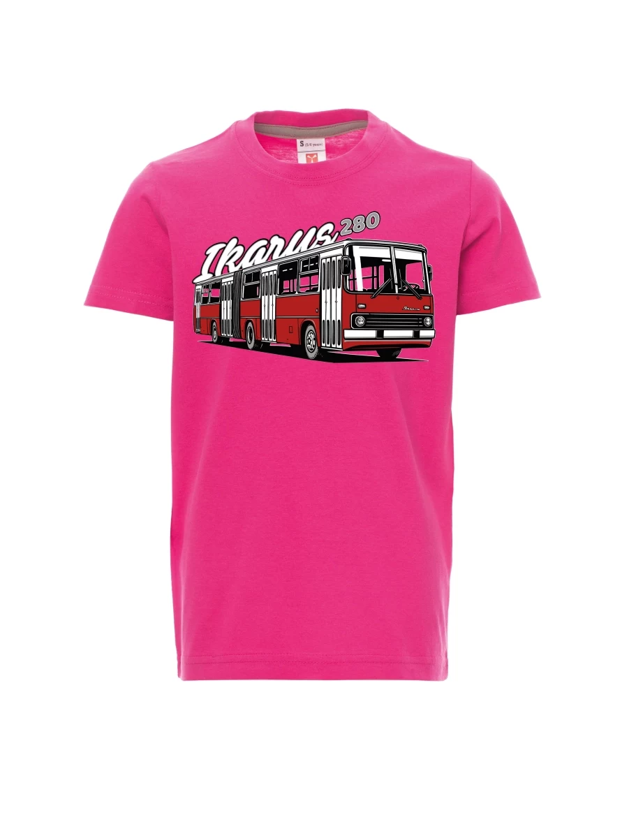 Dziecięcy t-shirt różowy Autobus Ikarus 280