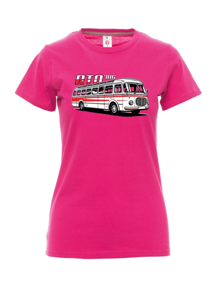 Damski t-shirt różowy Autobus RTO 706