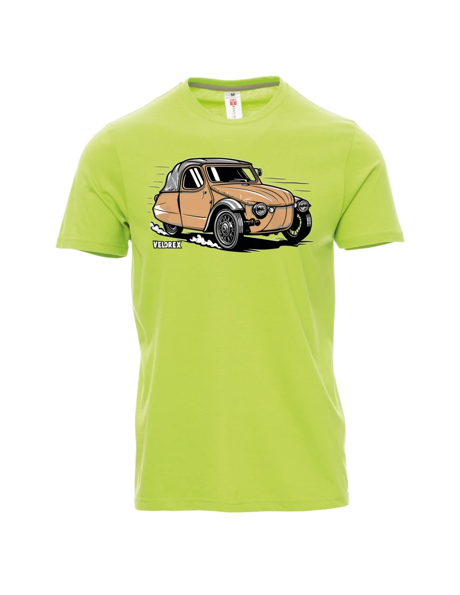 Męski t-shirt jasno zielony Samochód Velorex
