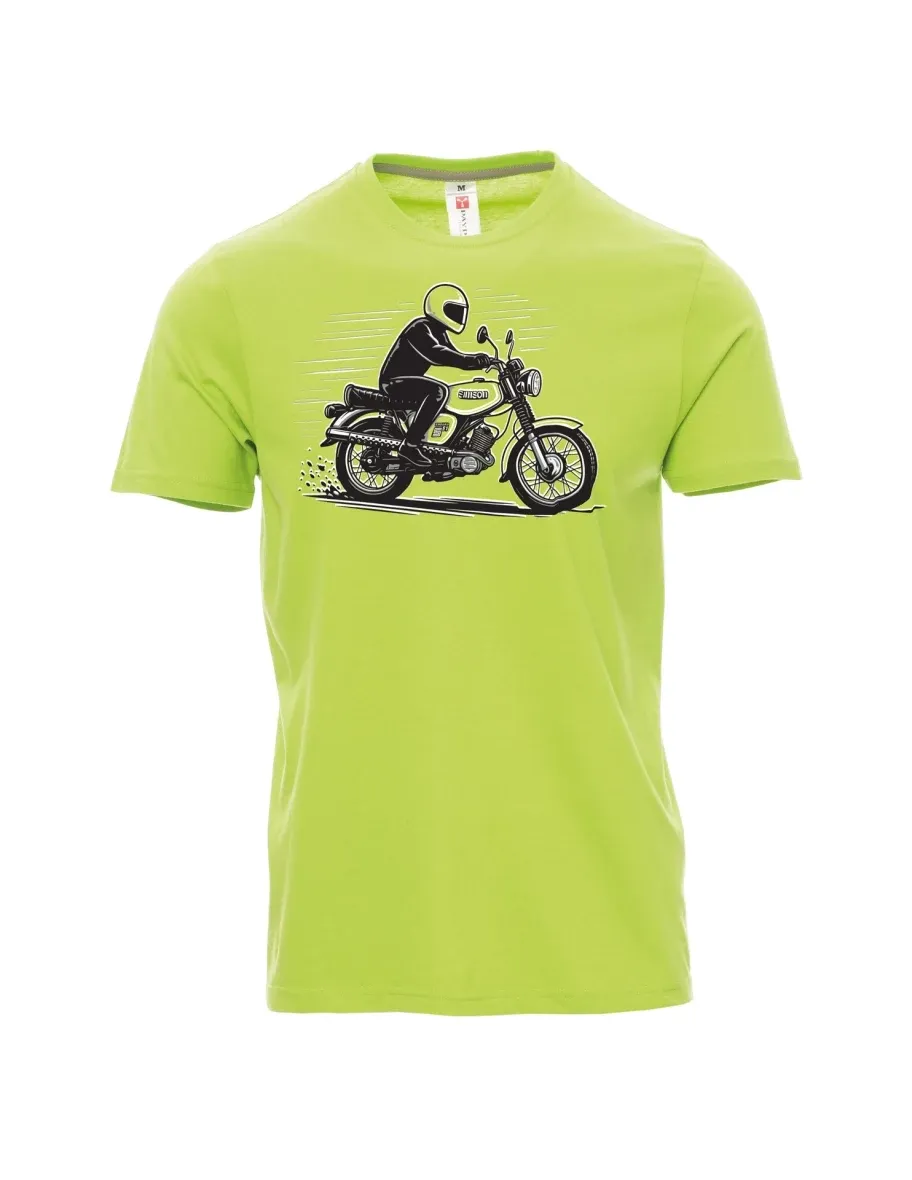 Męski t-shirt jasno zielony Motocykl Enduro S51