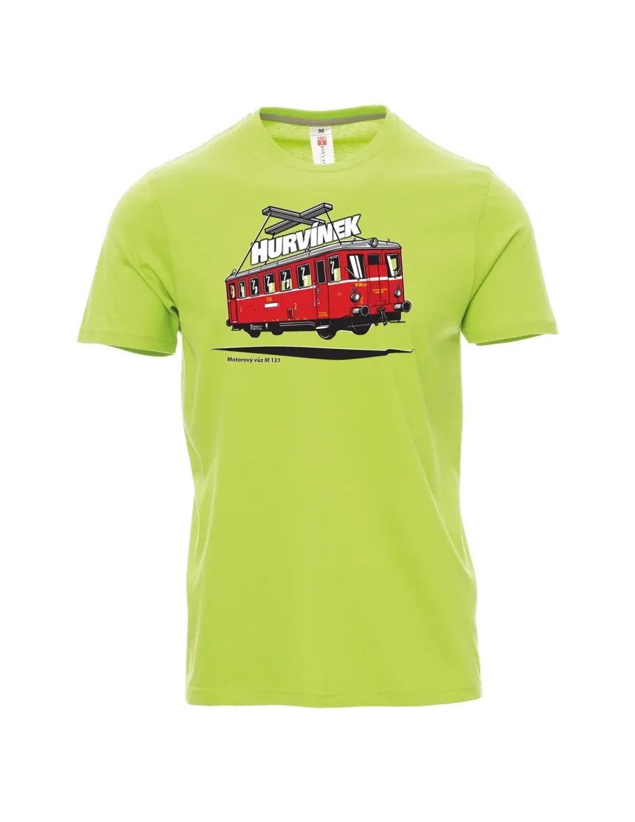 Męski t-shirt jasno zielony Wagon silnikowy M 131 „Hurvínek“