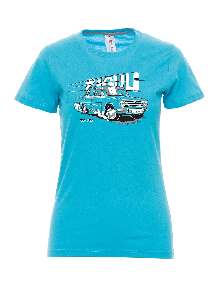 Damski t-shirt turkusowy Lada-Žiguli